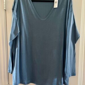 NWT Old Navy Maternity Blue Long Sleeve V-Neck Double Layer Nursing Top - XL
